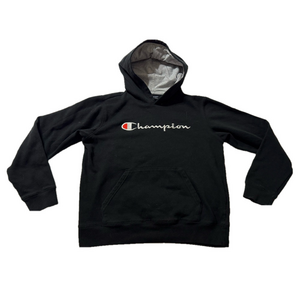 Champion Black Large Logo Youth Boy XL Hooded Sweatshirt Hoodie Activewear